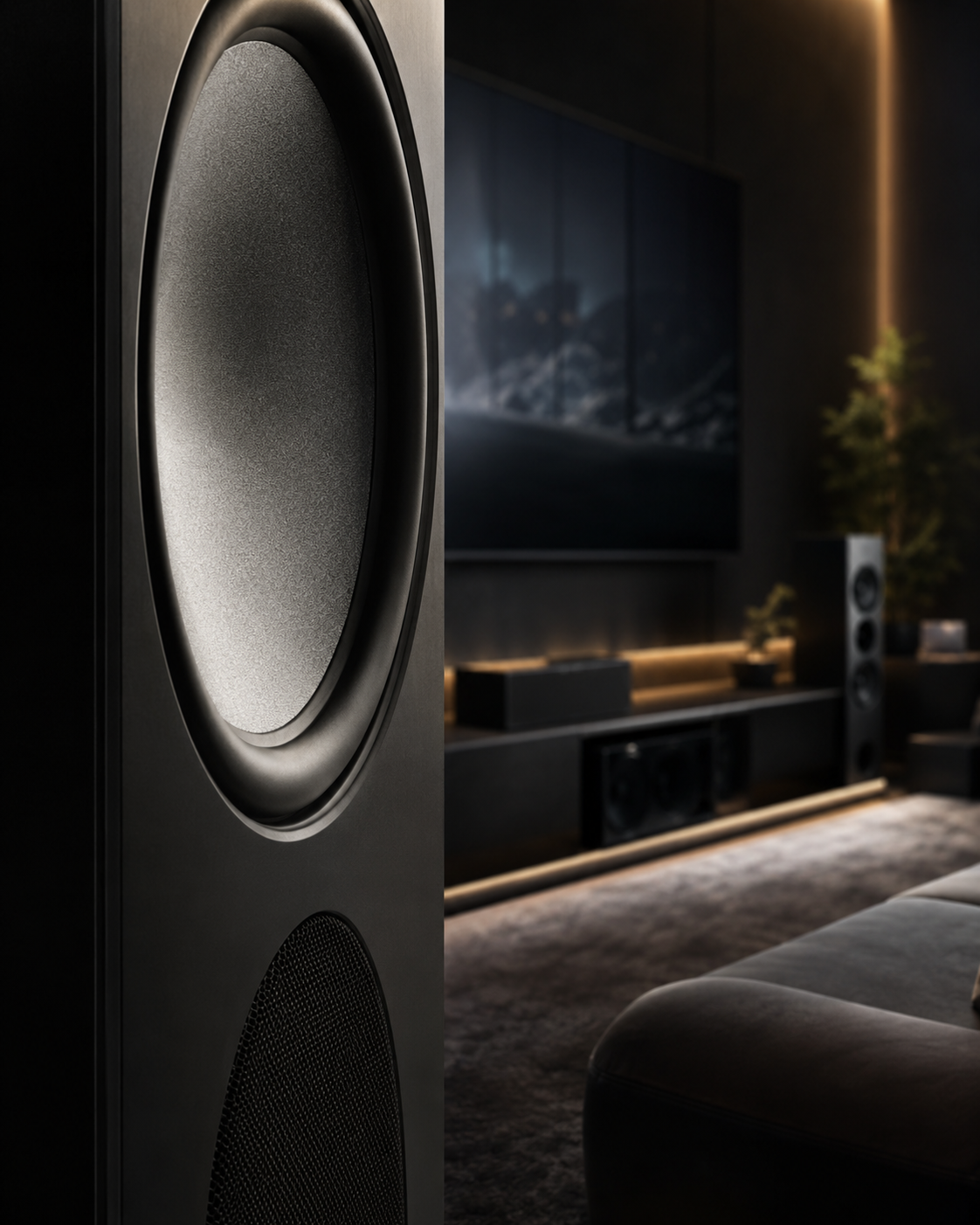 Premium woofer in a cinematic room